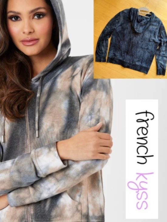 french kyss Tops - French Kyss Brushed Navy hoodie, M, CB2590